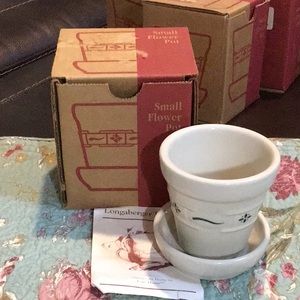 🍃 Longaberger Pottery Woven Traditions Small Flower Pot w/ saucer 🍃